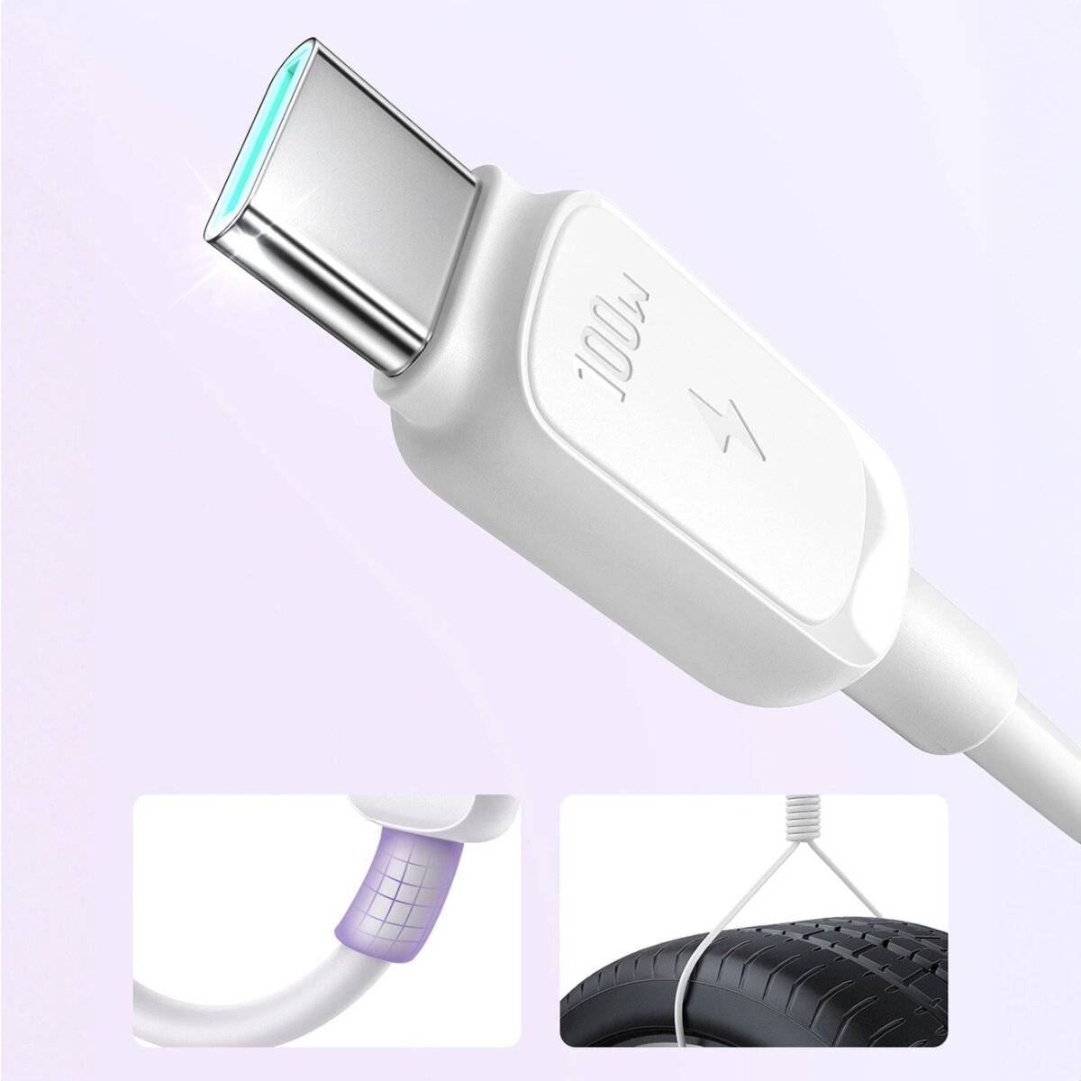 Datenkabel Multi-Color Series A14 Ladekabel USB-C/USB-C-Kabel 100 W 1,2 m Weiß