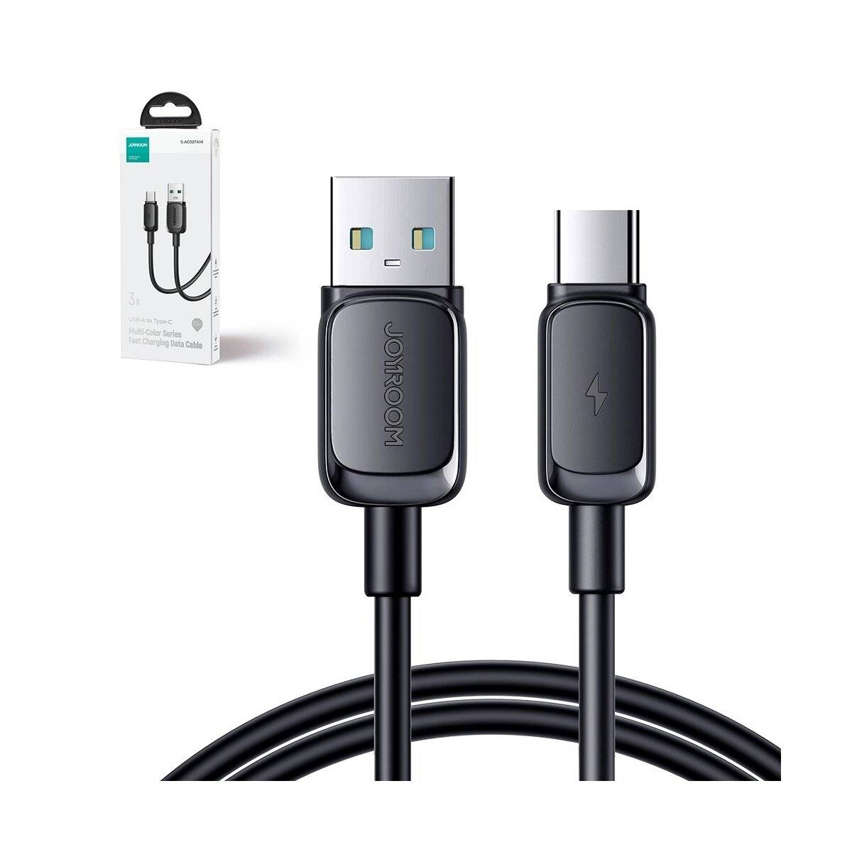 Ladekabel mit USB-A/USB-C-Anschlüssen - 3A Strom, 1,2 m Datenkabel Schwarz
