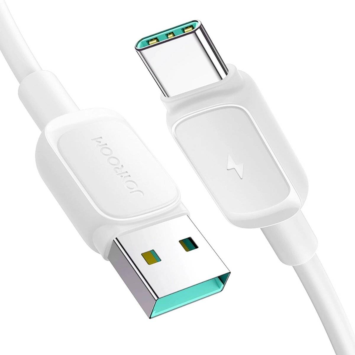 Ladekabel mit USB-A/USB-C-Anschlüssen - 3A Strom, 1,2 m Datenkabel Weiß
