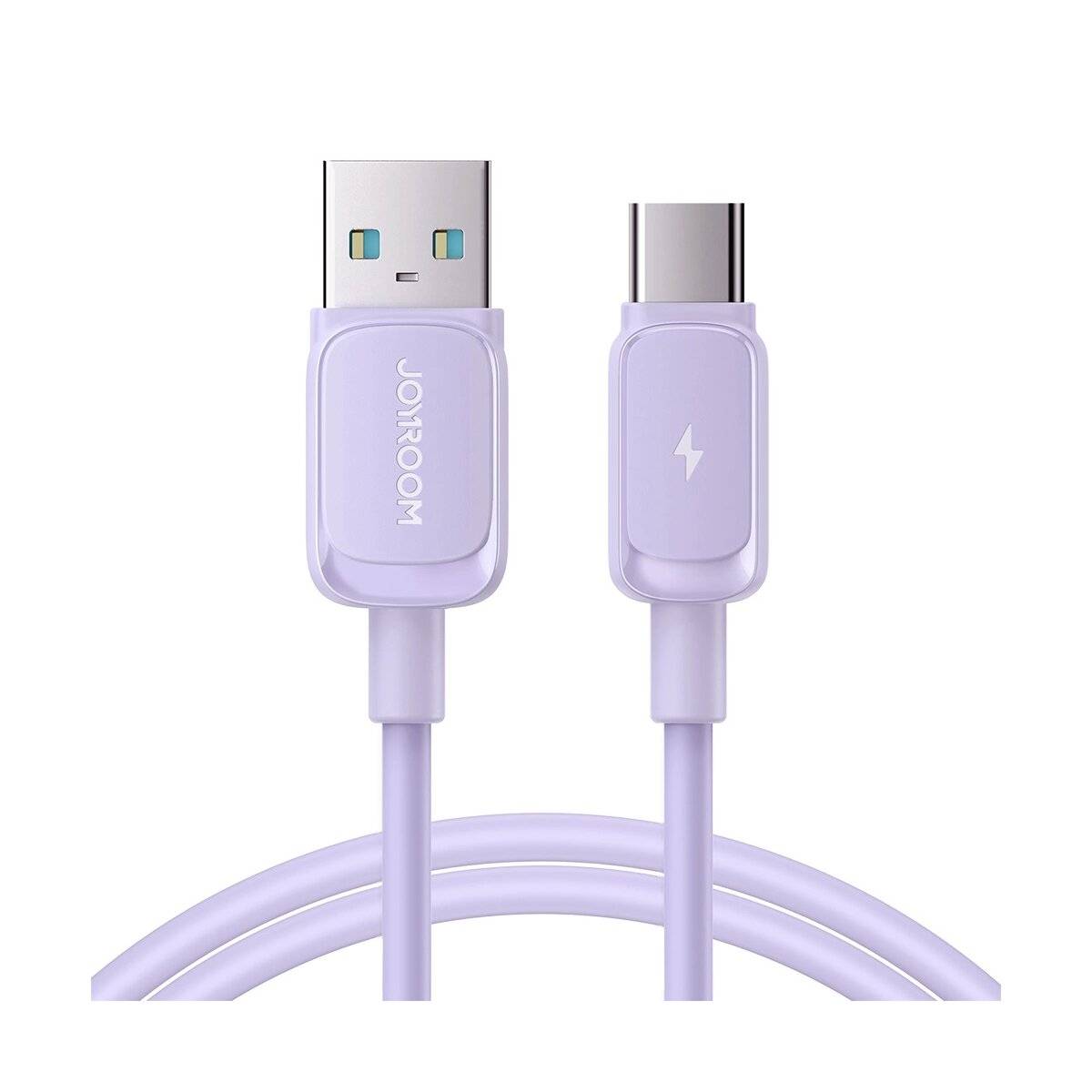 Ladekabel mit USB-A/USB-C-Anschlüssen - 3A Strom, 1,2 m Datenkabel Lila