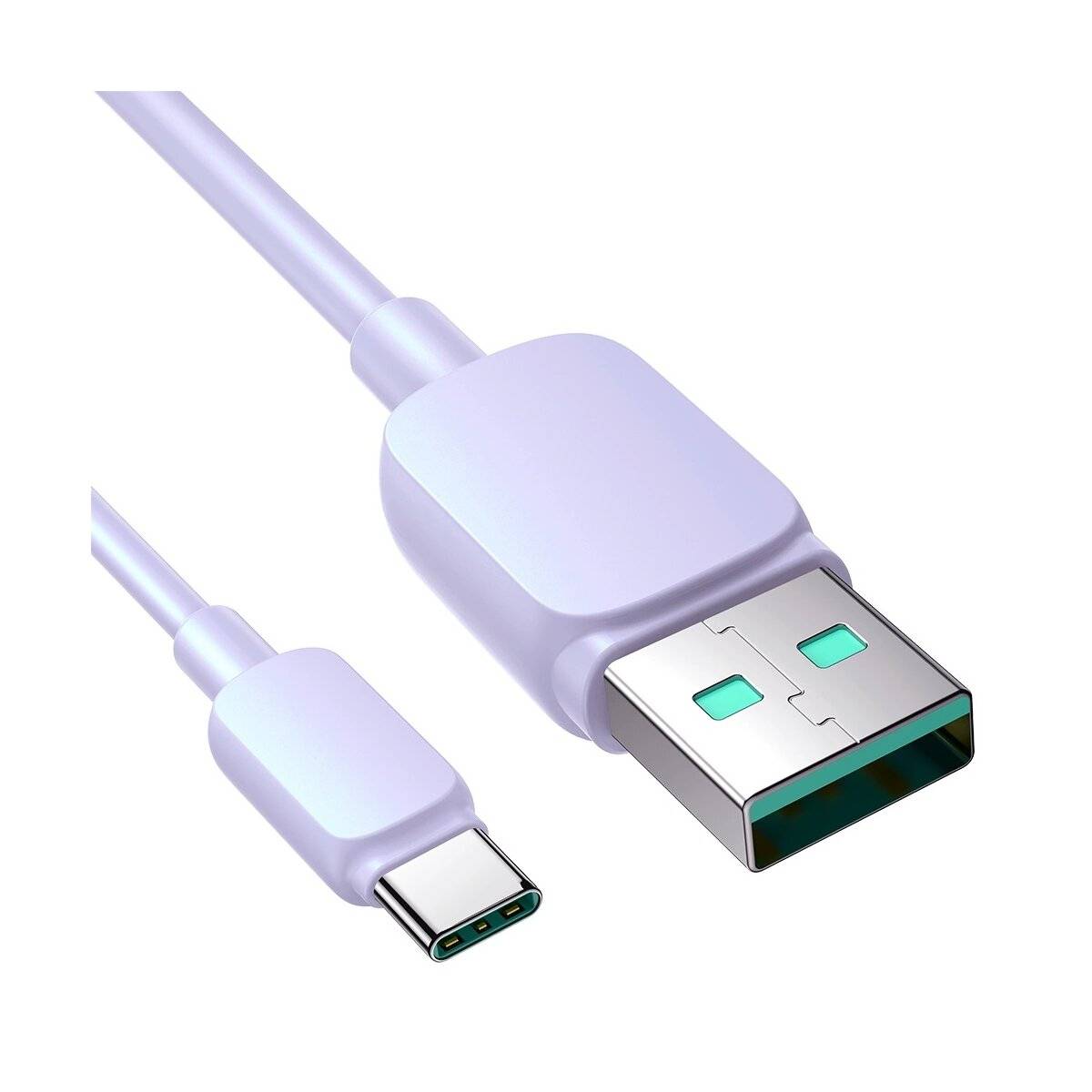 Ladekabel mit USB-A/USB-C-Anschlüssen - 3A Strom, 1,2 m Datenkabel Lila