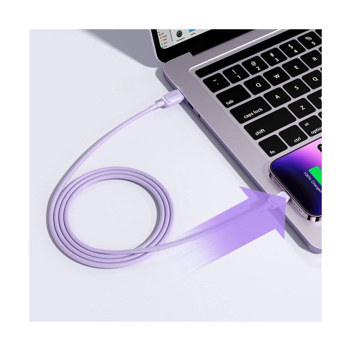 Kabel kompatibel mit iPhone /USB-A-Anschlüssen - 2,4 A, 1,2 m Ladekabel Lila