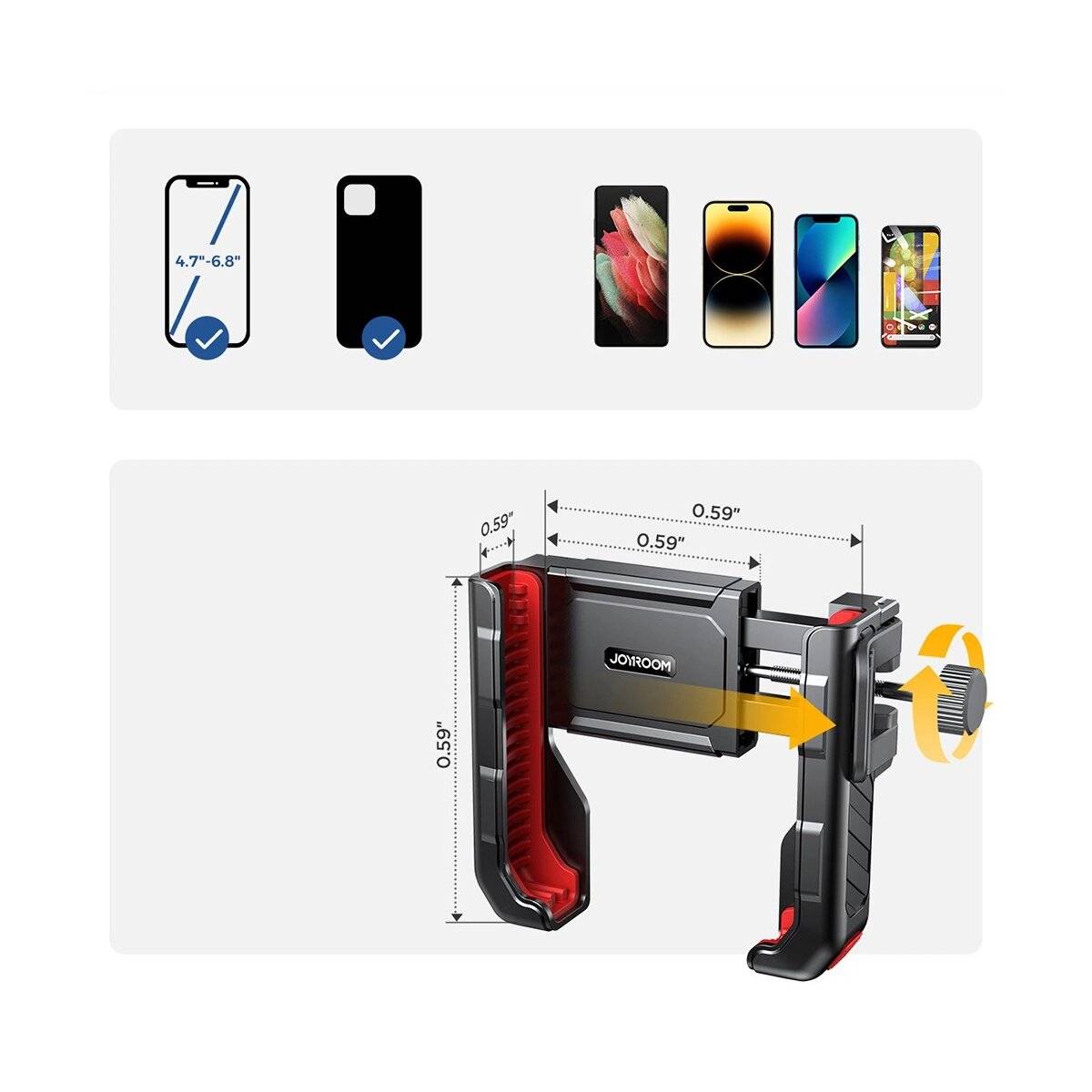 Telefonhalter für Roller, Fahrrad, Motorrad - Handyhalterung für Telefone in der Größe 4,7-7 Zoll