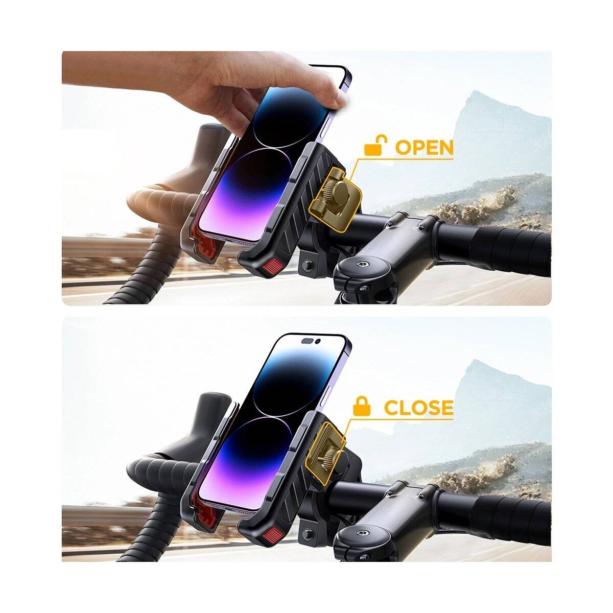 Telefonhalter für Roller, Fahrrad, Motorrad - Handyhalterung für Telefone in der Größe 4,7-7 Zoll
