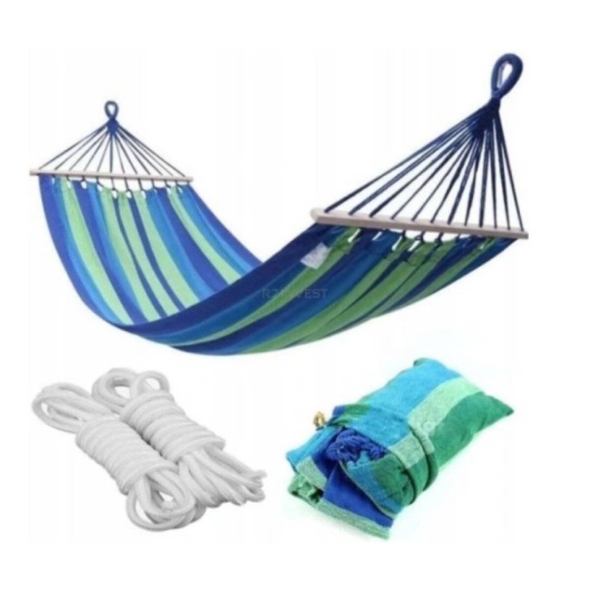 260x150cm Hängematte in Grün-Blau - Liegematte für bis zu 2 Personen