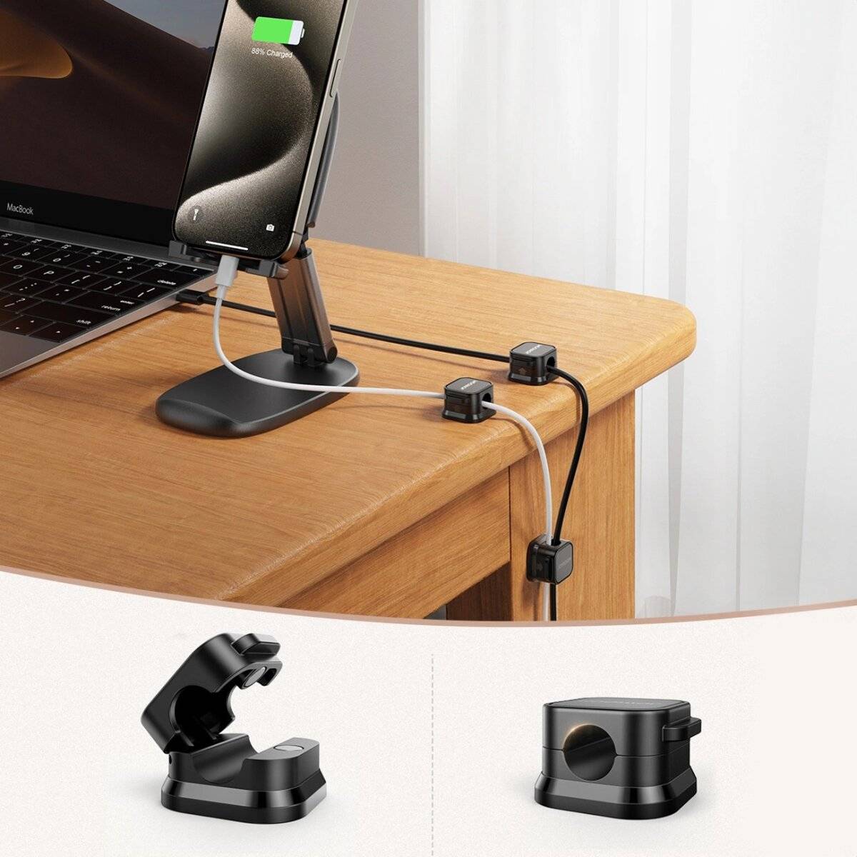 Joyroom - magnetischer Kabel-Organizer - Organizer Set 6 Stück mit 60°-Drehmechanismus Schwarz