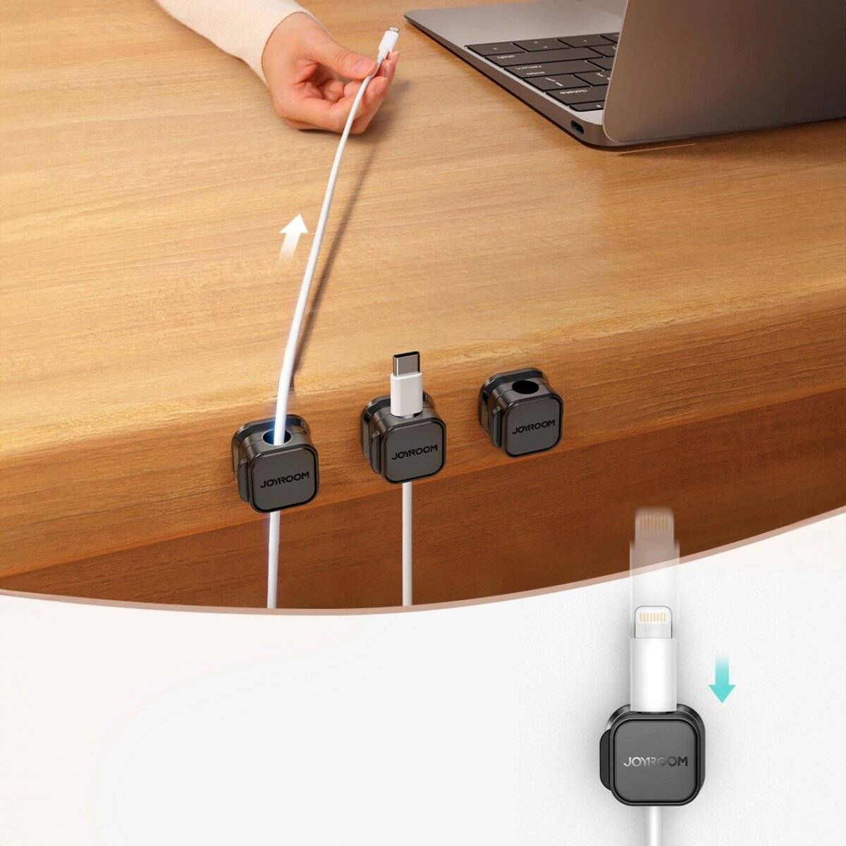 Joyroom - magnetischer Kabel-Organizer - Organizer Set 6 Stück mit 60°-Drehmechanismus Schwarz