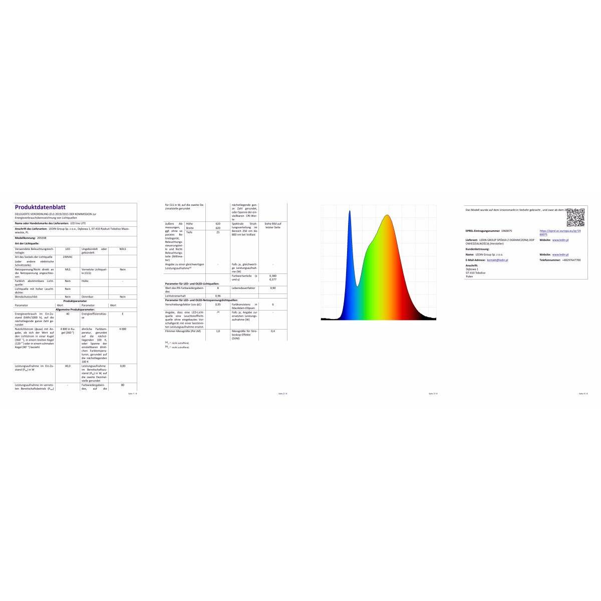 LED line LITE Backlit 2in1 Panel 40W 4000lm 4000K 595x595 Neutralweiß SMD LED IP20