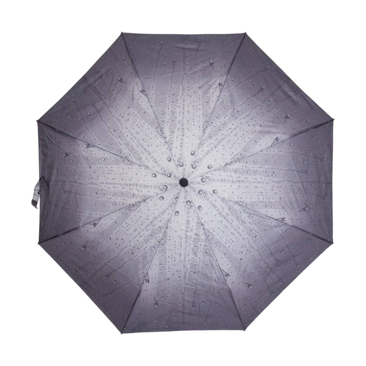 Teleskop Taschenschirm mit Schutzhülle ø100 cm mit Tropfenmotiv Winddicht Grau