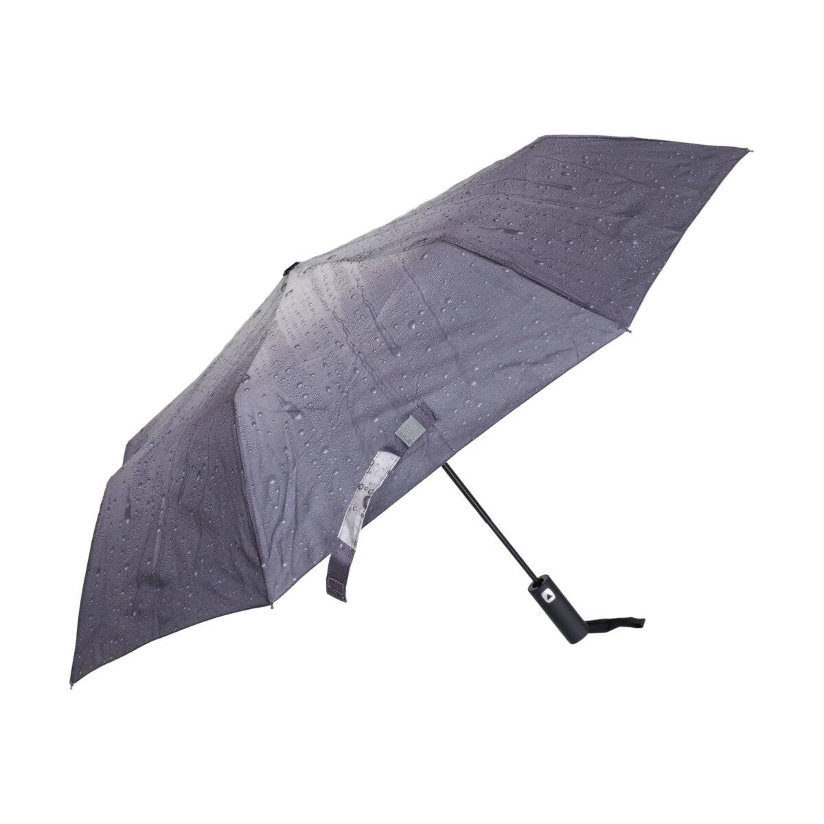 Teleskop Taschenschirm mit Schutzhülle ø100 cm mit Tropfenmotiv Winddicht Grau