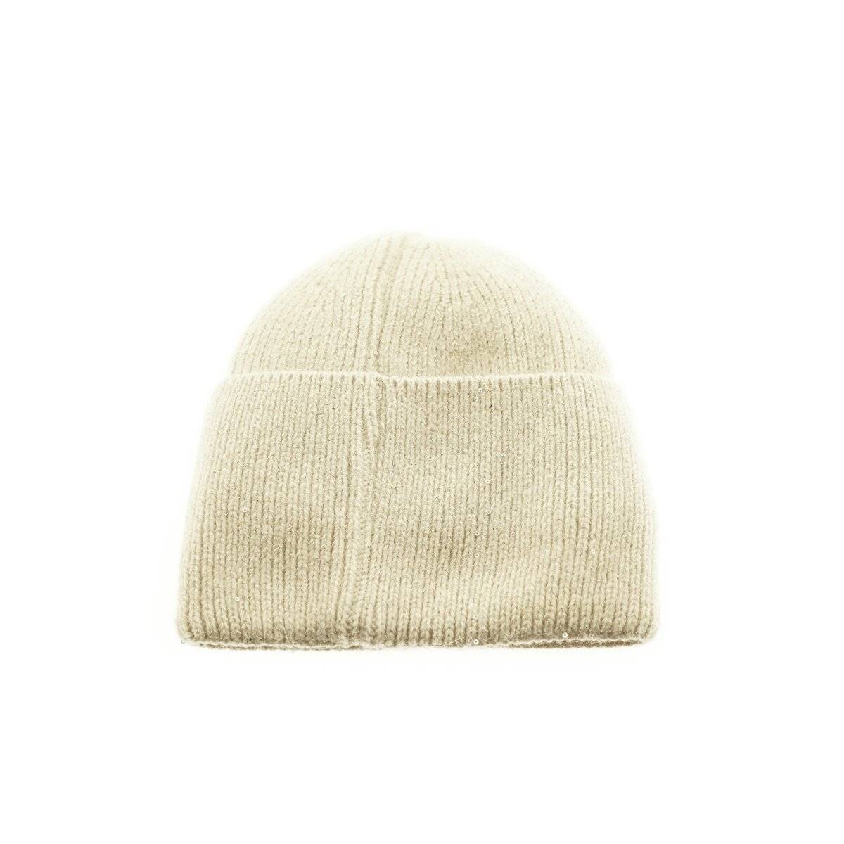 Bestickte Wintermütze ideal für kalte Tage mit Innenfutter für Damen OneSize Creme