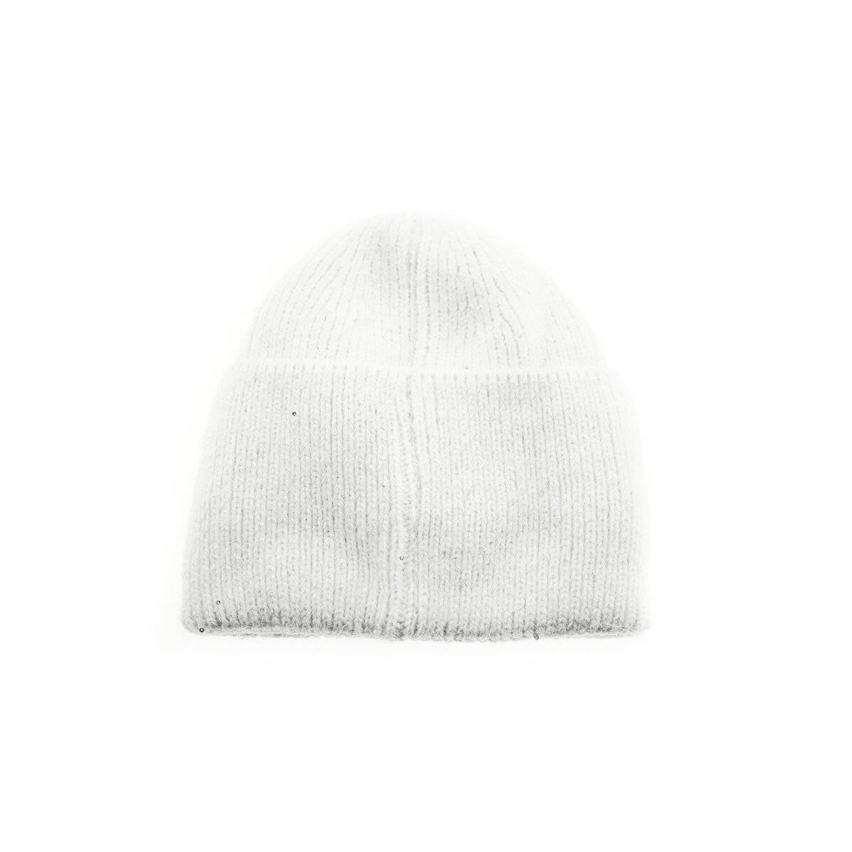 Bestickte Wintermütze ideal für kalte Tage mit Innenfutter für Damen OneSize Weiß