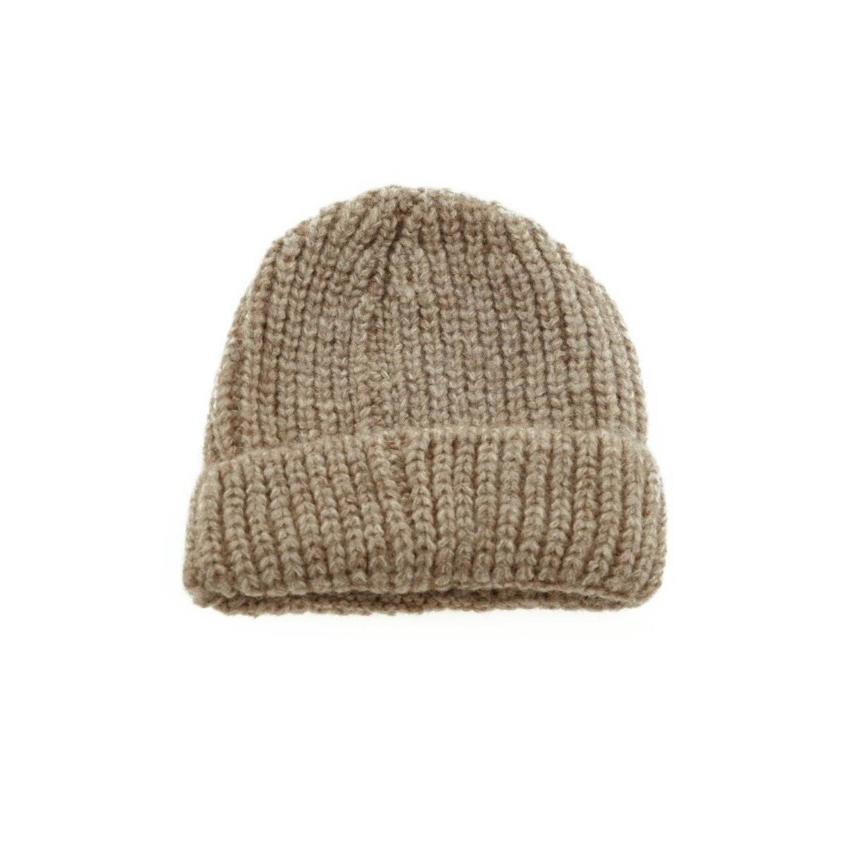Mütze mit Strickmotiv für Erwachsene und Kinder für kalte Herbst- und Wintertage Taupe