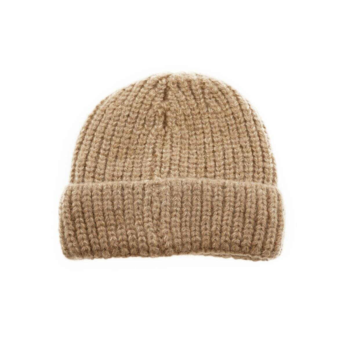 Mütze mit Strickmotiv für Erwachsene und Kinder für kalte Herbst- und Wintertage Hellbraun