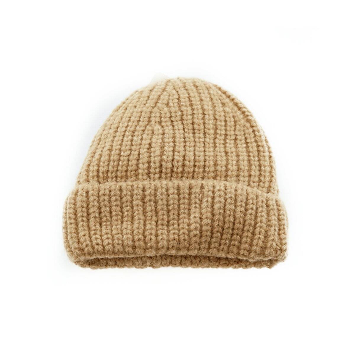 Mütze mit Strickmotiv für Erwachsene und Kinder für kalte Herbst- und Wintertage Beige