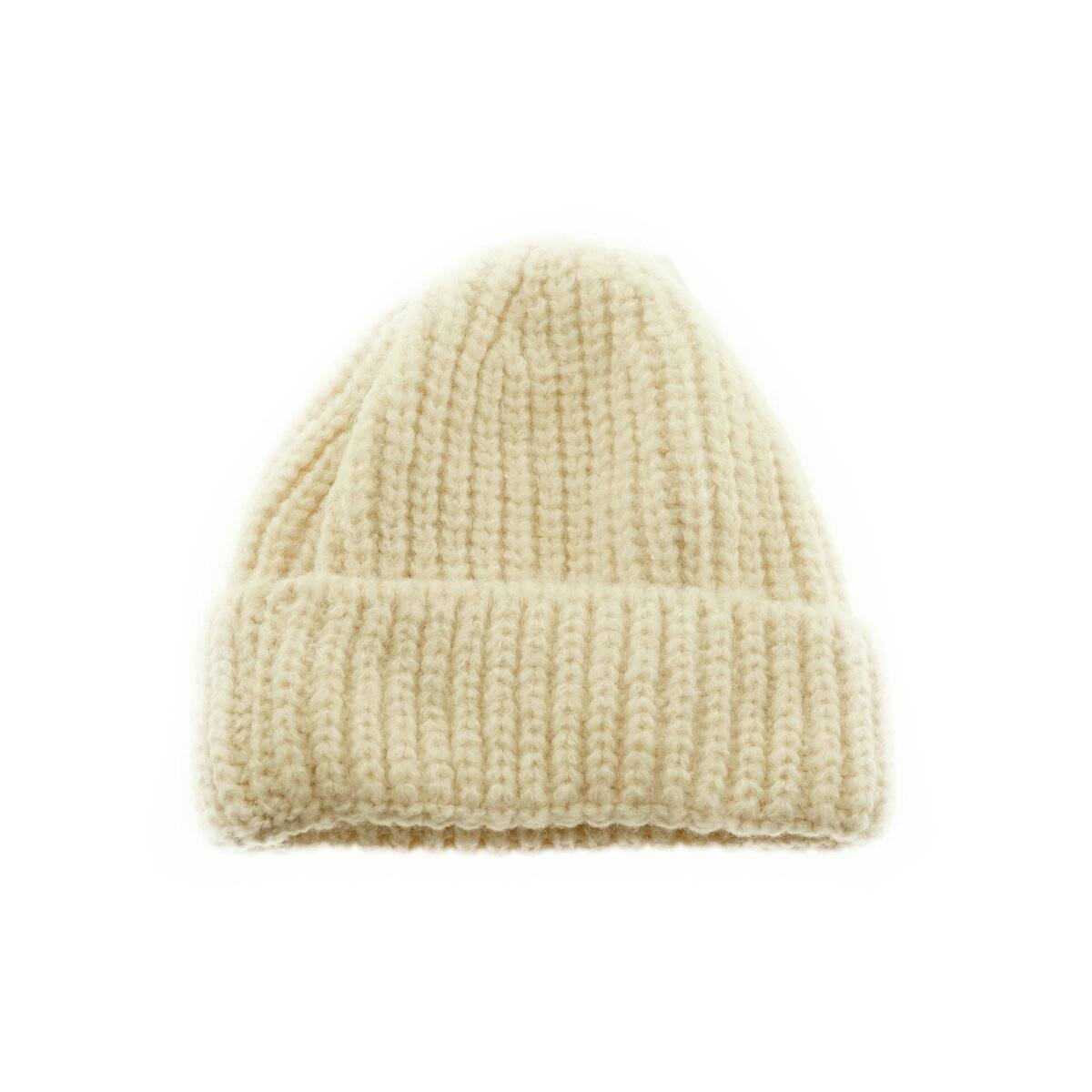 Mütze mit Strickmotiv für Erwachsene und Kinder für kalte Herbst- und Wintertage Creme