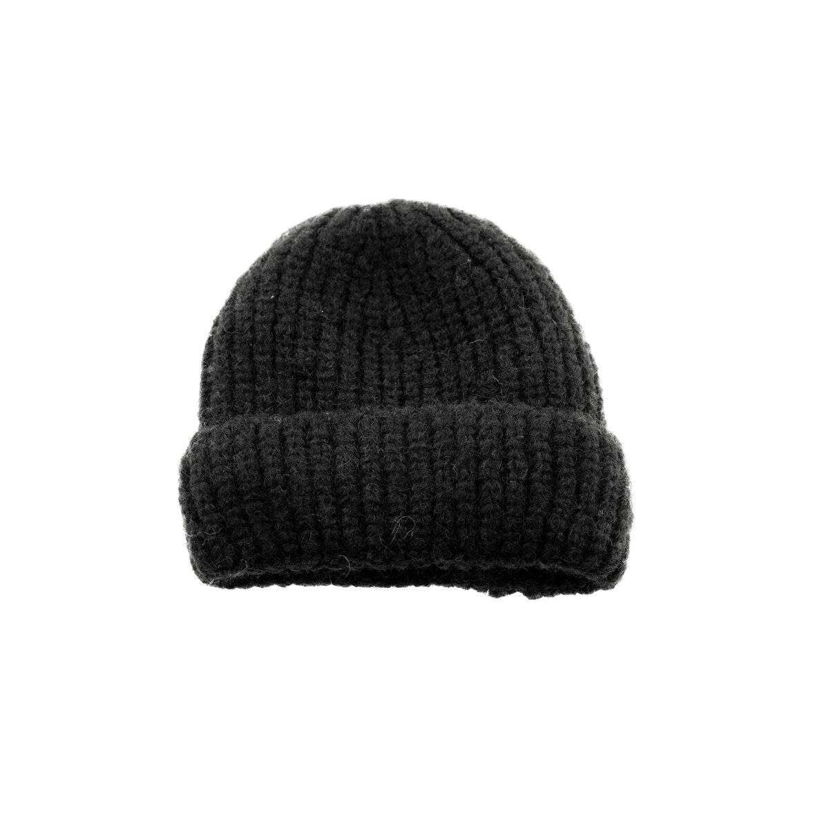 Mütze mit Strickmotiv für Erwachsene und Kinder für kalte Herbst- und Wintertage Schwarz