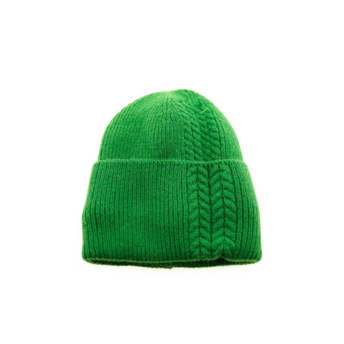 Mütze für Damen und Kinder ideal für kalte Herbst und Wintertage mit Flechtmotiv Grün