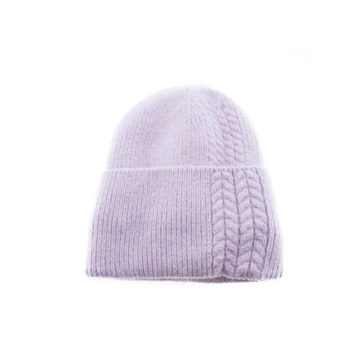 Mütze für Damen und Kinder ideal für kalte Herbst und Wintertage mit Flechtmotiv Lila