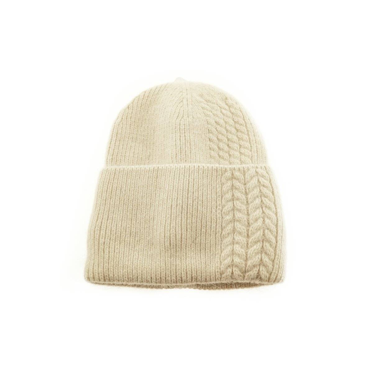 Mütze für Damen und Kinder ideal für kalte Herbst und Wintertage mit Flechtmotiv Creme