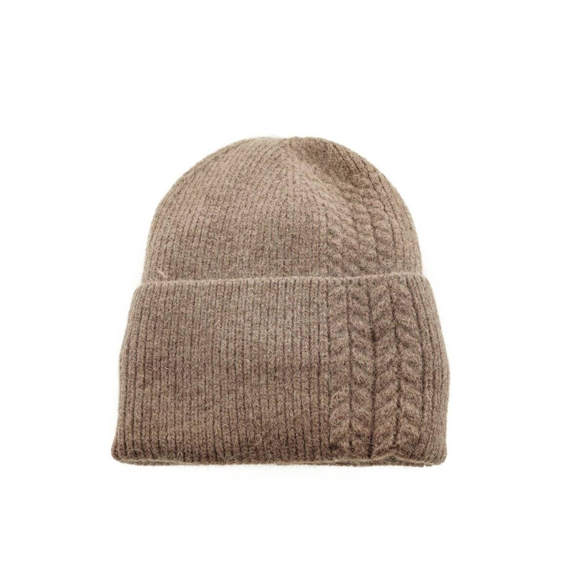 Mütze für Damen und Kinder ideal für kalte Herbst und Wintertage mit Flechtmotiv Braun