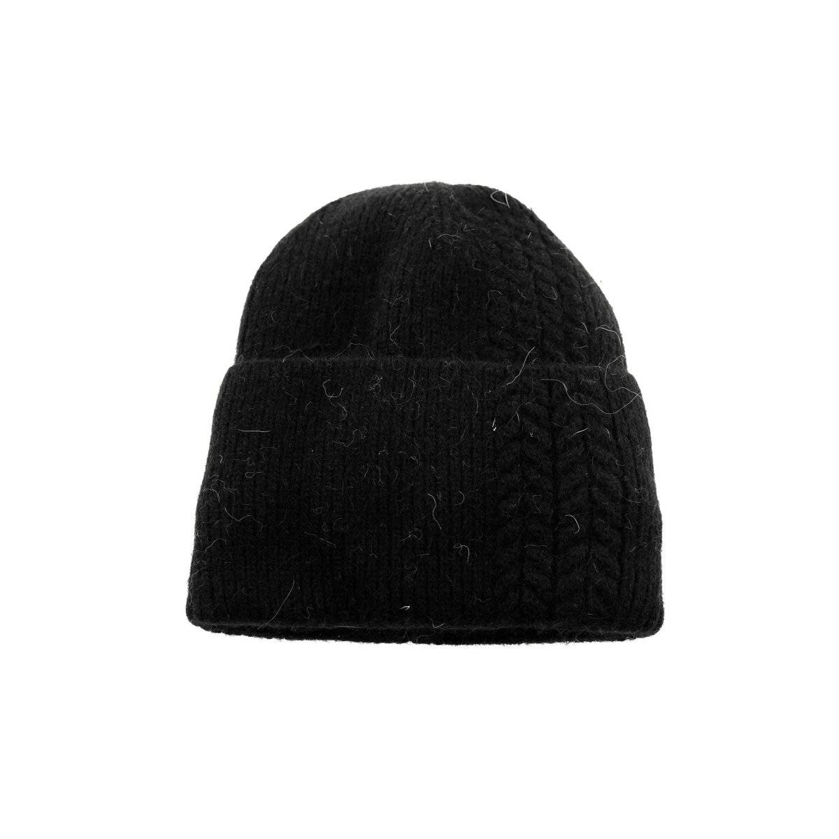 Mütze für Damen und Kinder ideal für kalte Herbst und Wintertage mit Flechtmotiv Schwarz