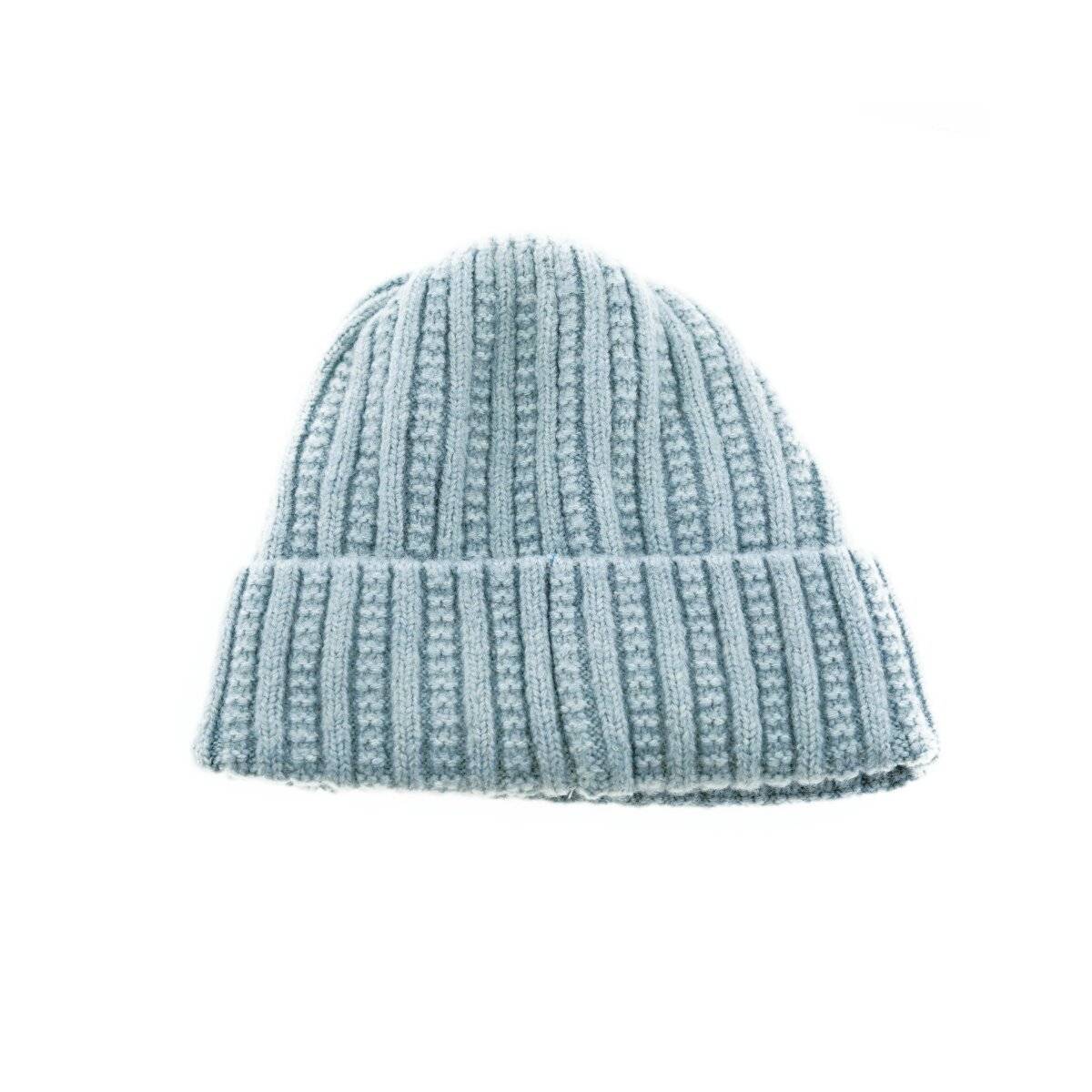 Strickmütze mit Flechtmuster für Unisex Erwachsene und Kinder OneSize aus Viskose Blau