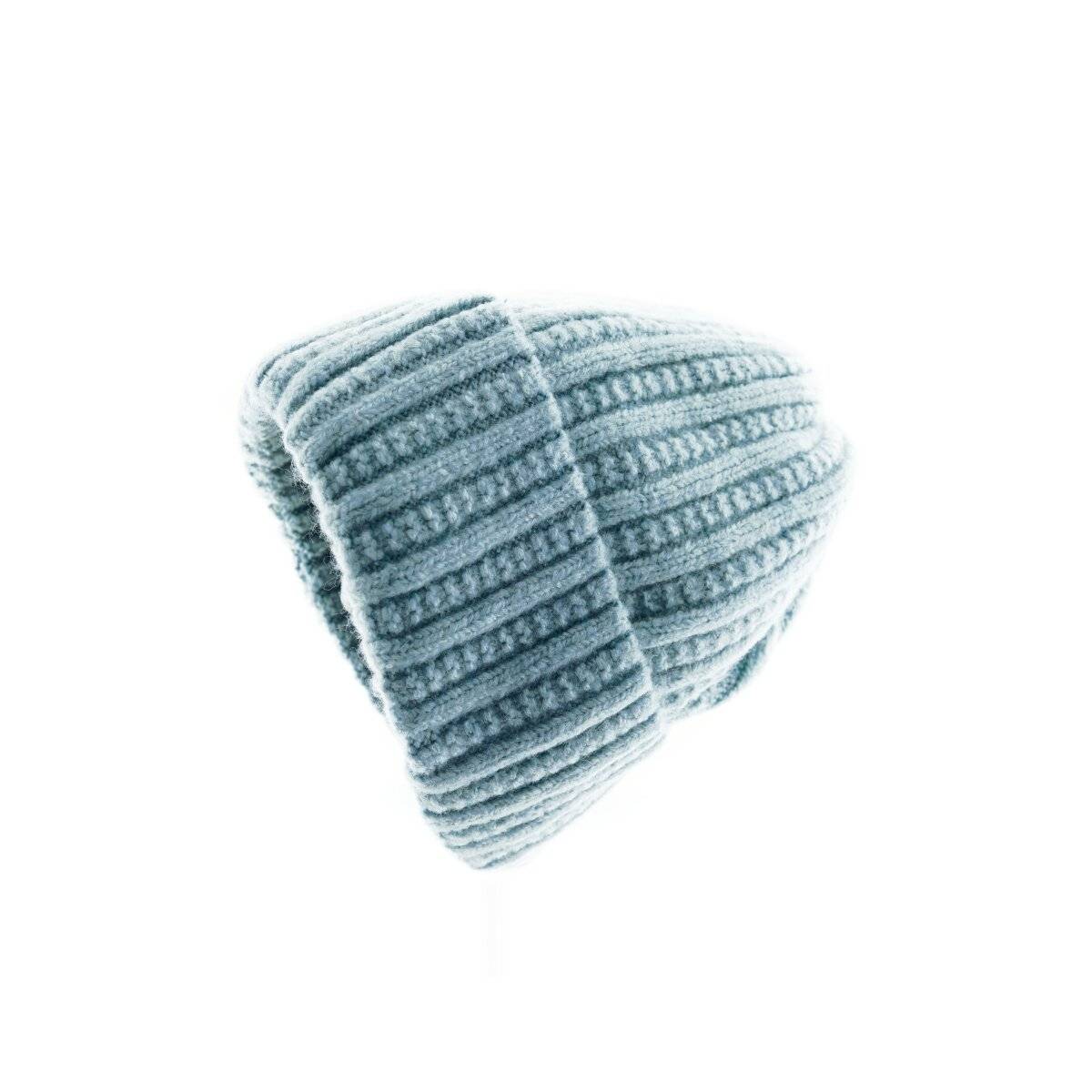 Strickmütze mit Flechtmuster für Unisex Erwachsene und Kinder OneSize aus Viskose Blau