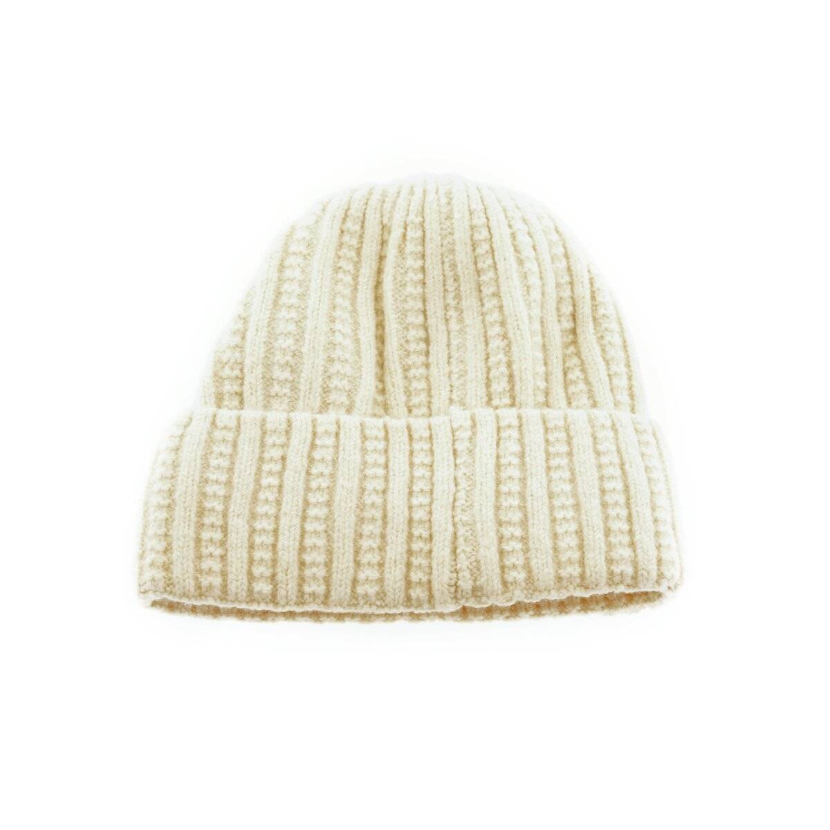 Strickmütze mit Flechtmuster für Unisex Erwachsene und Kinder OneSize aus Viskose Creme