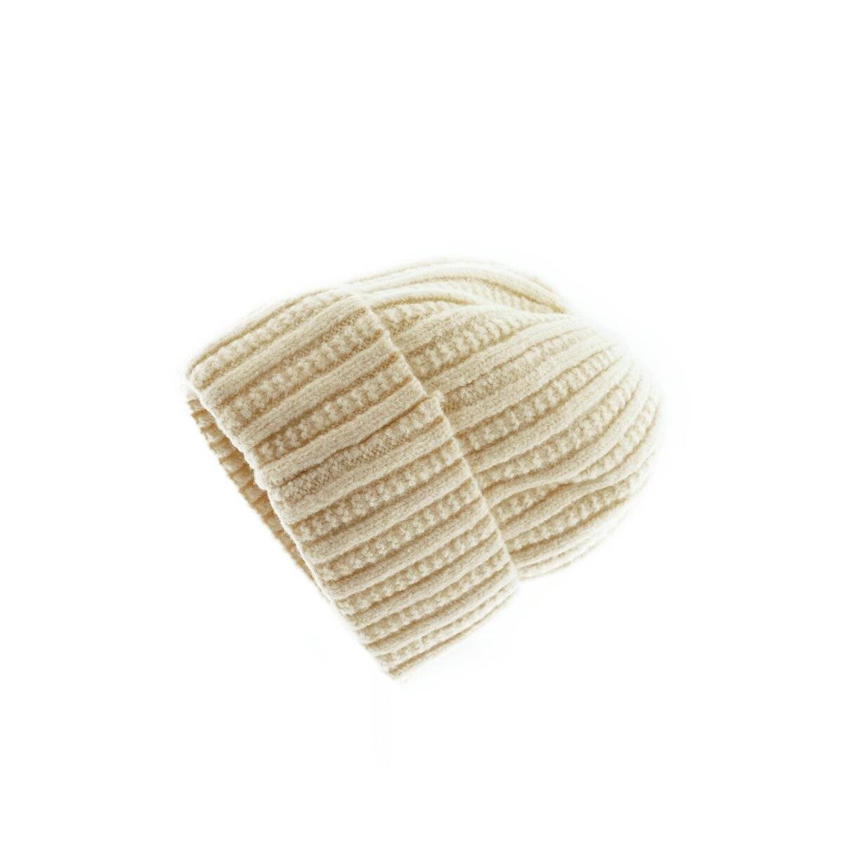 Strickmütze mit Flechtmuster für Unisex Erwachsene und Kinder OneSize aus Viskose Creme