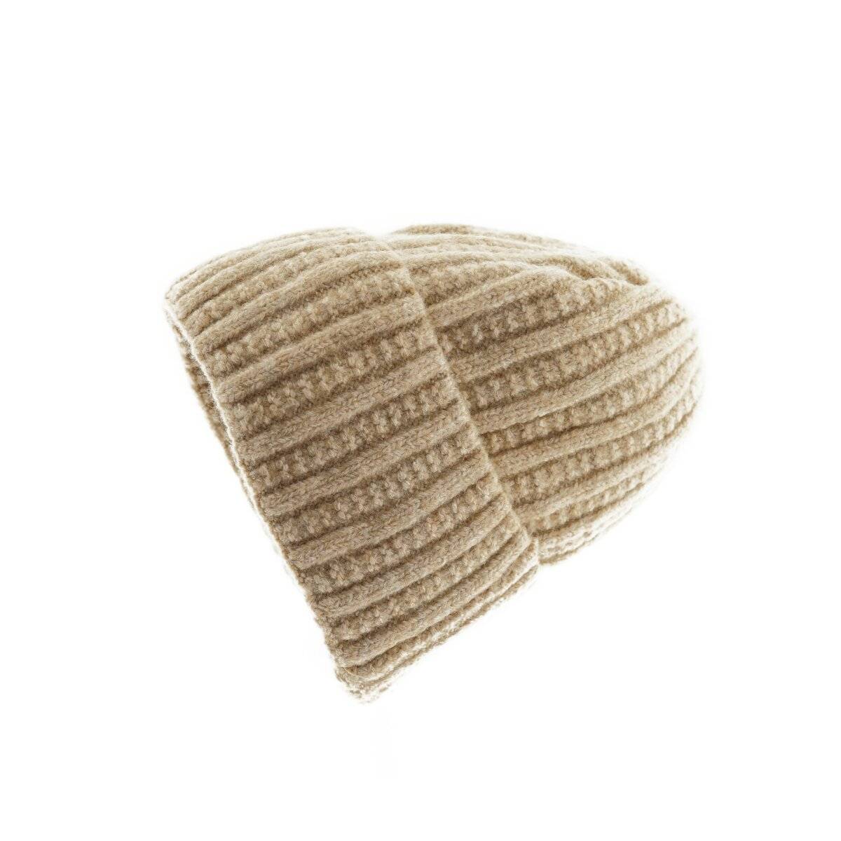 Strickmütze mit Flechtmuster für Unisex Erwachsene und Kinder OneSize aus Viskose Hellbraun