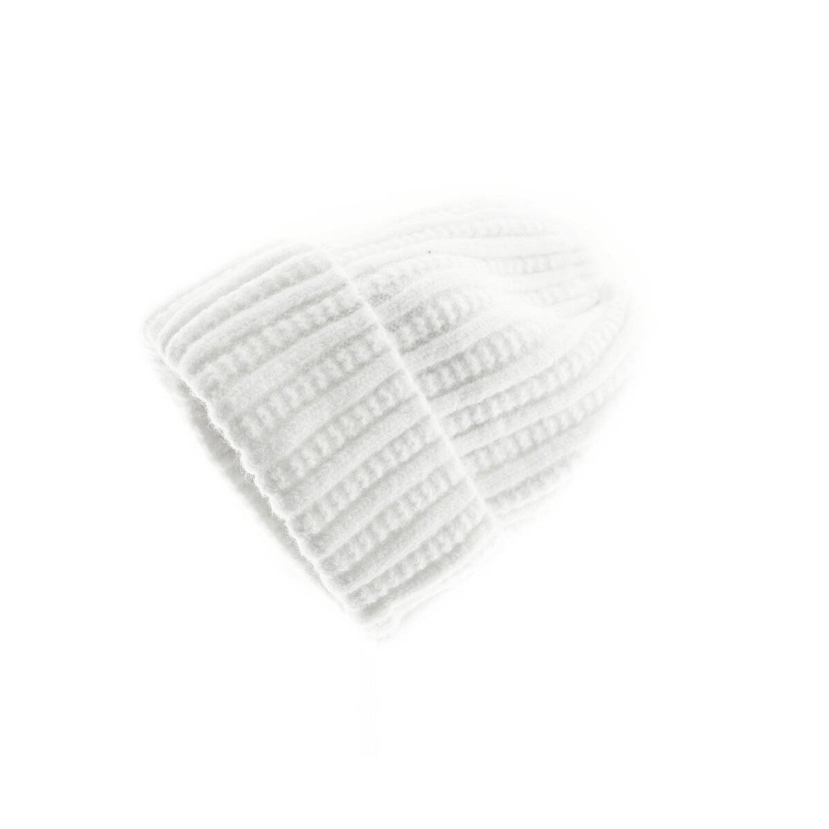 Strickmütze mit Flechtmuster für Unisex Erwachsene und Kinder OneSize aus Viskose Weiß