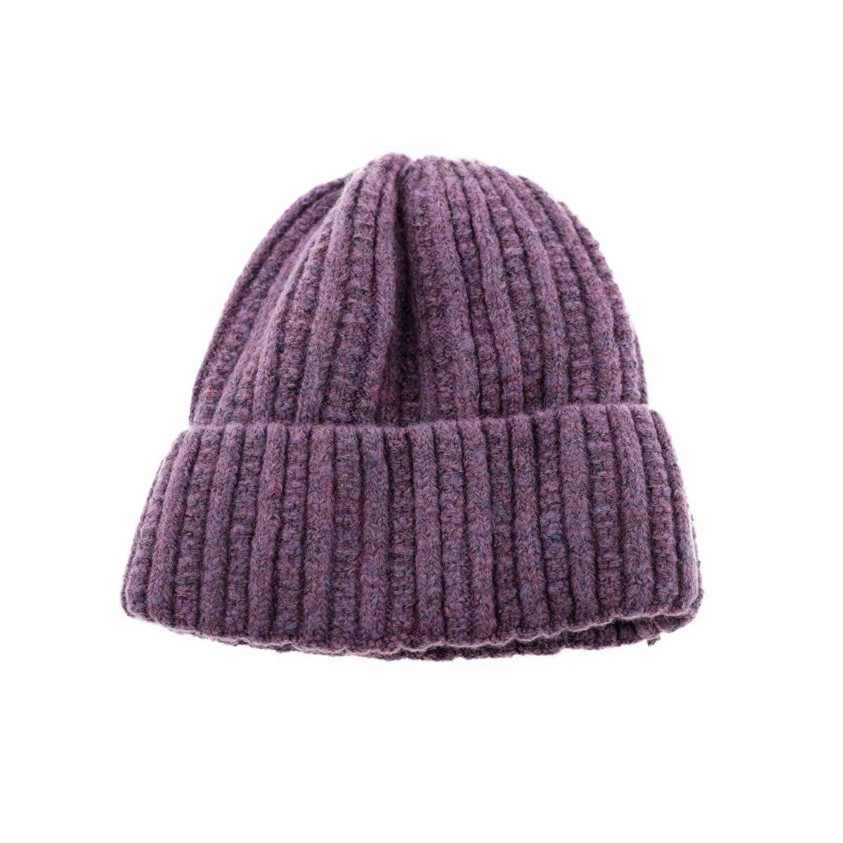 Strickmütze mit Flechtmuster für Unisex Erwachsene und Kinder OneSize aus Viskose Lila