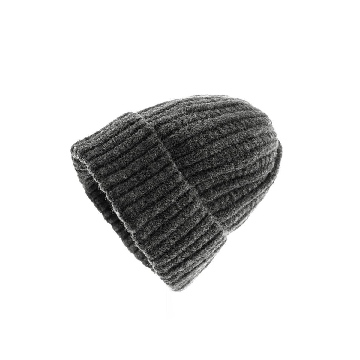 Strickmütze mit Flechtmuster für Unisex Erwachsene und Kinder OneSize aus Viskose Anthrazit