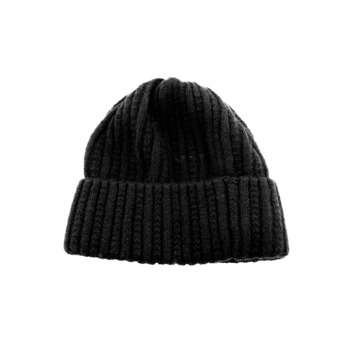 Strickmütze mit Flechtmuster für Unisex Erwachsene und Kinder OneSize aus Viskose Schwarz