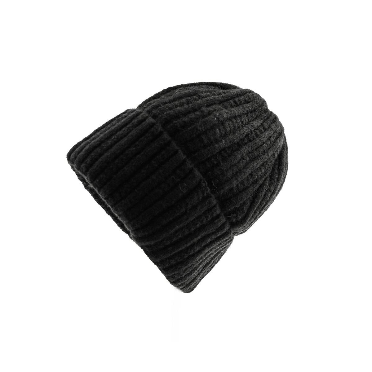 Strickmütze mit Flechtmuster für Unisex Erwachsene und Kinder OneSize aus Viskose Schwarz
