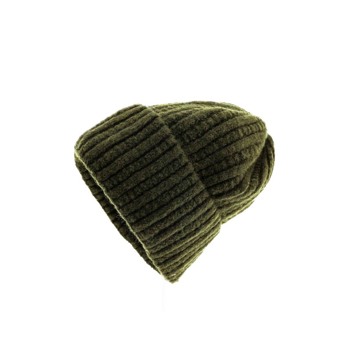 Strickmütze mit Flechtmuster für Unisex Erwachsene und Kinder OneSize aus Viskose Dunkelgrün