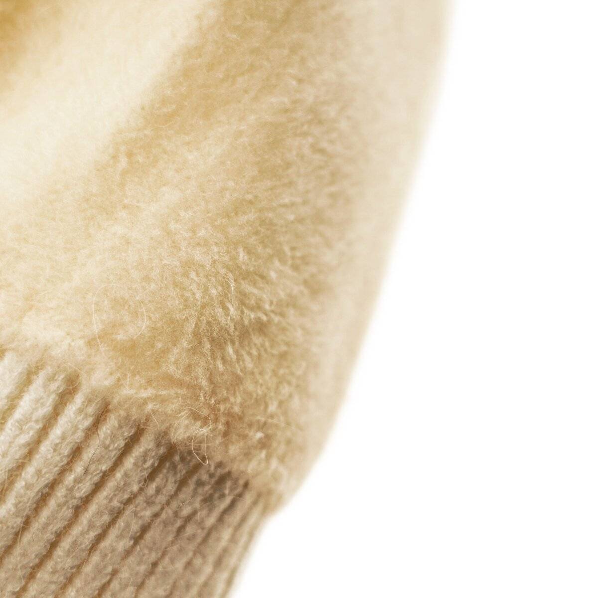 Strickmütze mit weißem Plüsch Wintermütze OneSize für Unisex mit Innenfutter Taupe