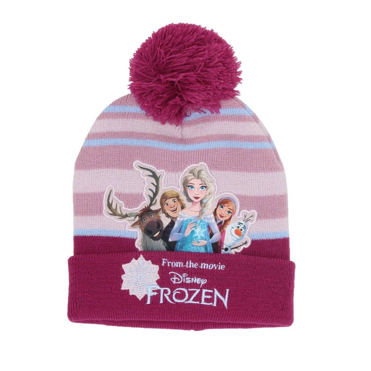 Frozen Funkelnde Mütze mit Bommel – für kleine Eisprinzessinnen - One Size Weinrot