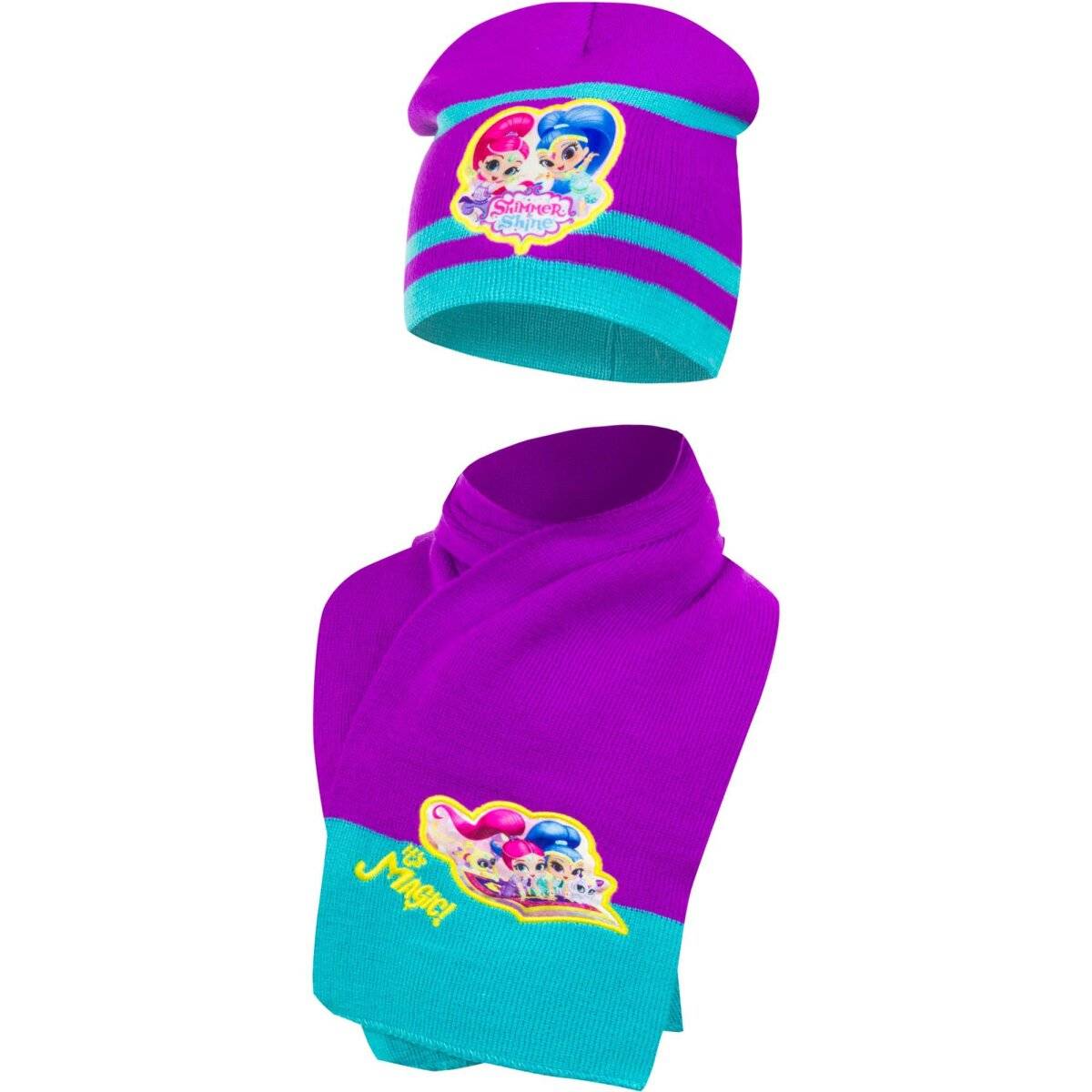 Shimmer and Shine Mützen- und Schalset für Kinder – Für funkelnde Winterabenteuer! Größe 48/51 Lila