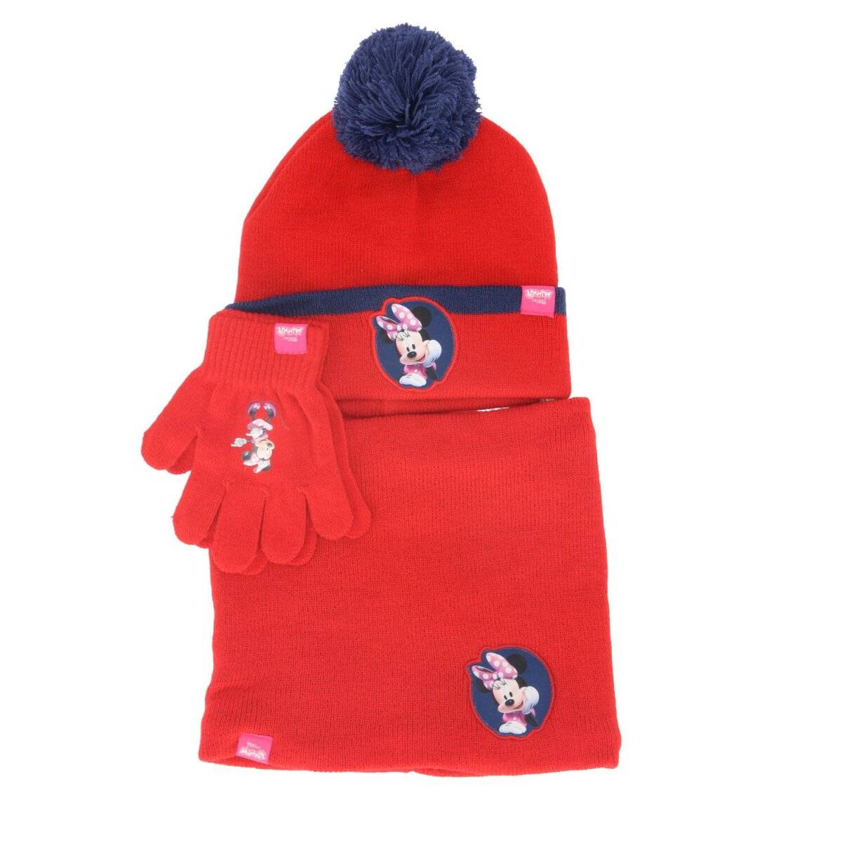 Minnie Mouse Set – Mütze, Schlauchschal & Handschuhe für stylische Wintertage Rot