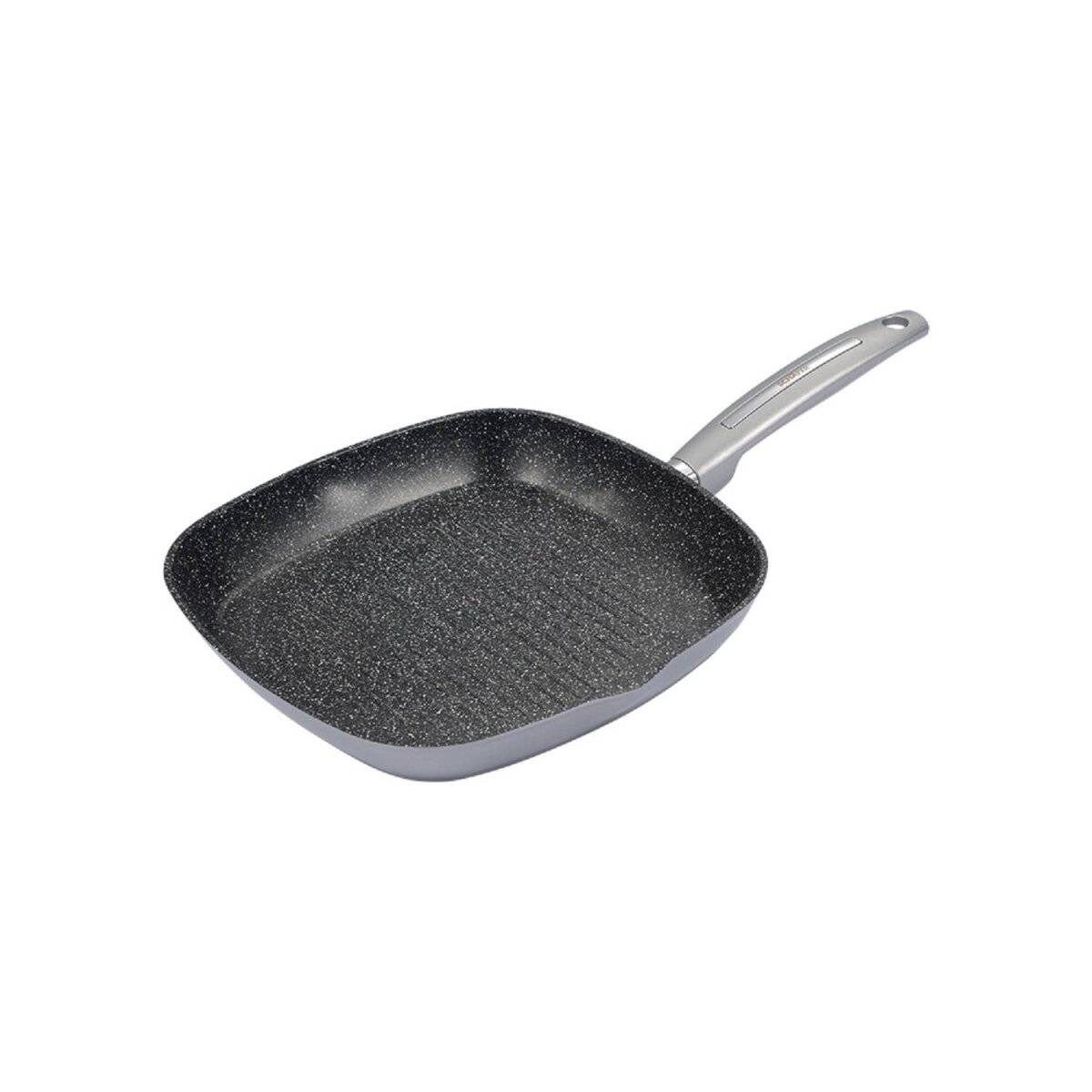 Schäfer Pfannen Hochwertiges Kochgeschirr – Für Perfektes Kochen und Braten Grillpfanne 28x28cm Metallic Silver