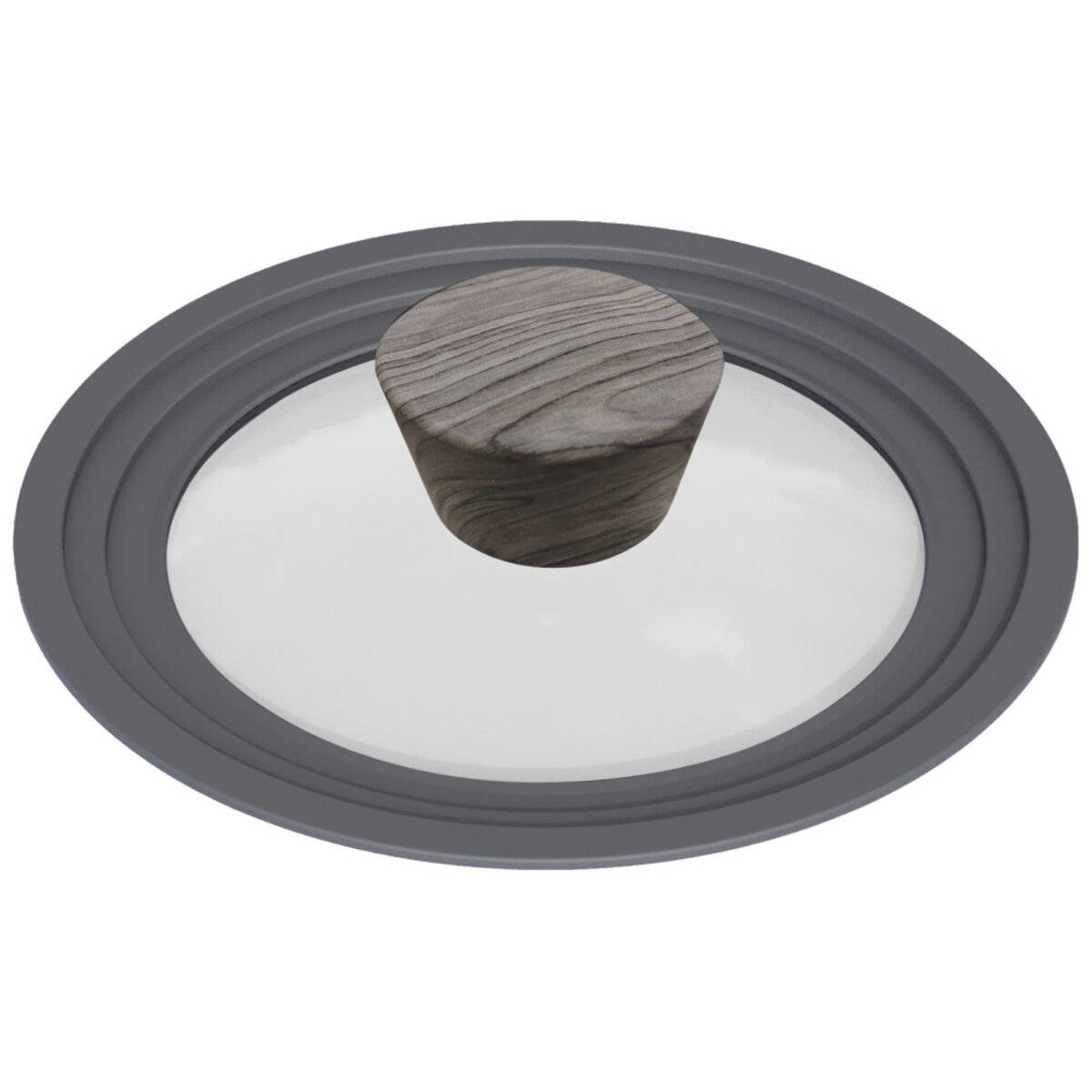 Topfdeckel aus Glas Universaldeckel ergonomischer Griff in Holzoptik für alle Herdarten 20-22-24 cm