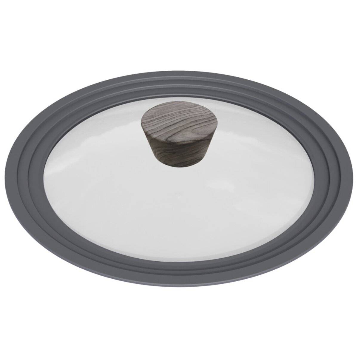 Topfdeckel aus Glas Universaldeckel ergonomischer Griff in Holzoptik für alle Herdarten 28-30-32 cm