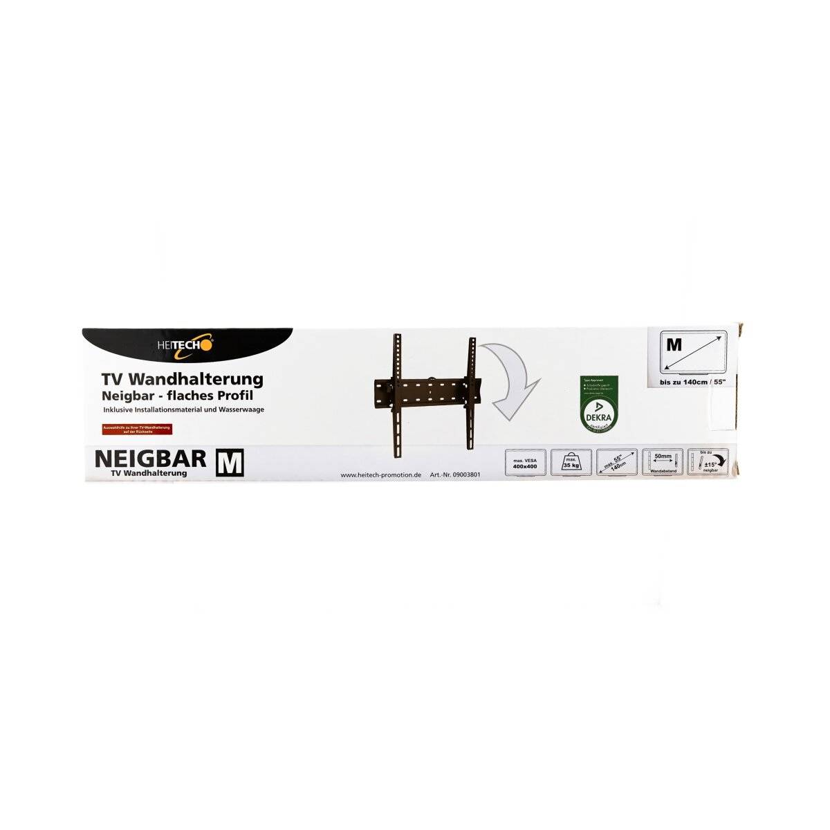 TV Wandhalterung bis zu 55" | Flaches Neigbares Profil | Installationsmaterial und Wasserwaage Inklusive | 5 cm Wandabstand | Schwarz