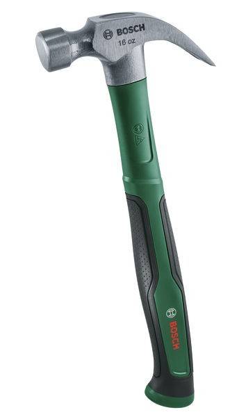 Ein grüner und schwarzer Hammer mit einem strukturierten Griff.