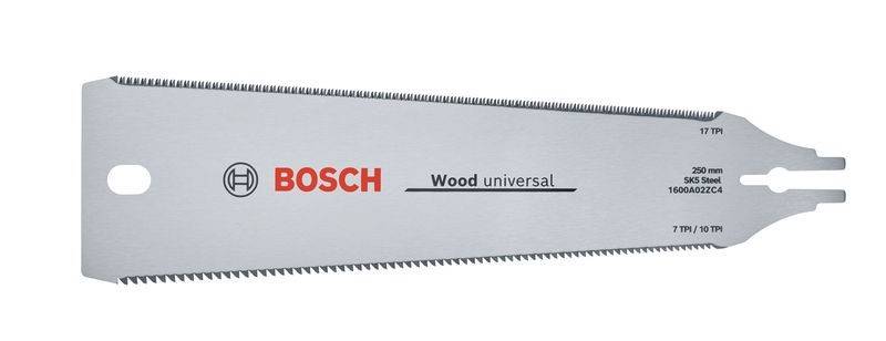 Sägeblatt mit BOSCH-Logo und Text: Holz universal.