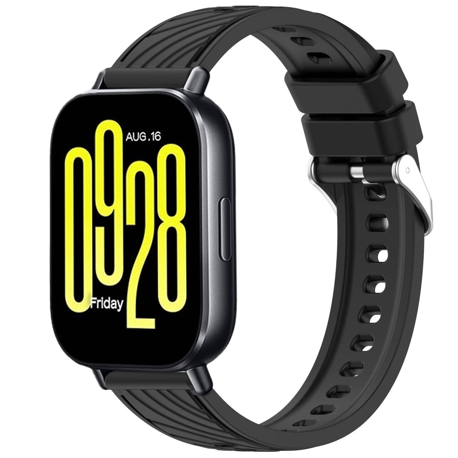 Für Xiaomi Redmi Watch 5 Active Streifenstruktur 22mm Silikon Design Ersatz Armband Schwarz