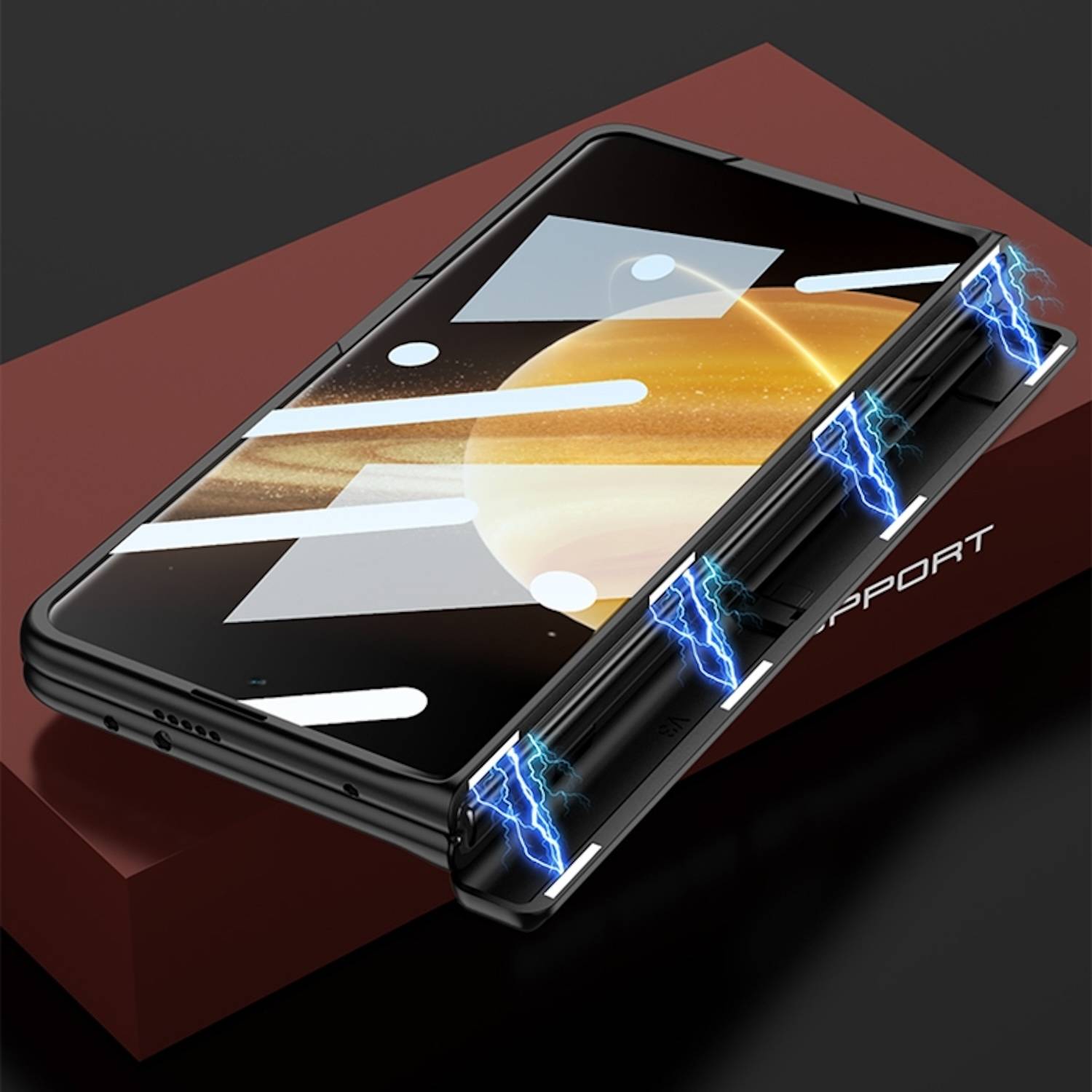 Für Honor Magic V3 GKK Integrierte Magnetische Faltbare Hülle Ständer Schwarz