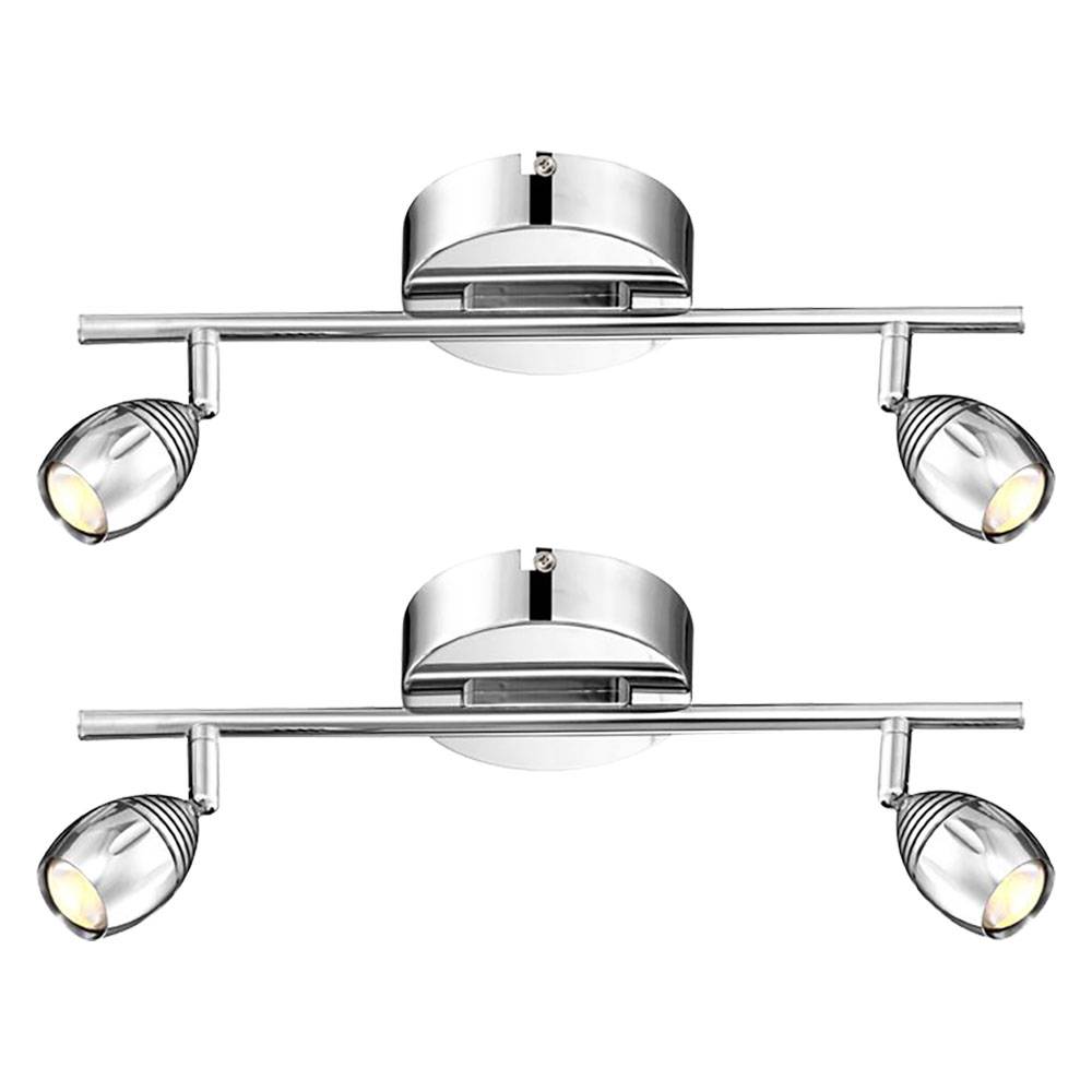 Deckenstrahler 2 flammig LED Deckenlampe Wohnzimmerlampe silber, Spots verstellbar, 2x 5W 400lm warmweiß, LxB 38 x 13 cm, 2er Set